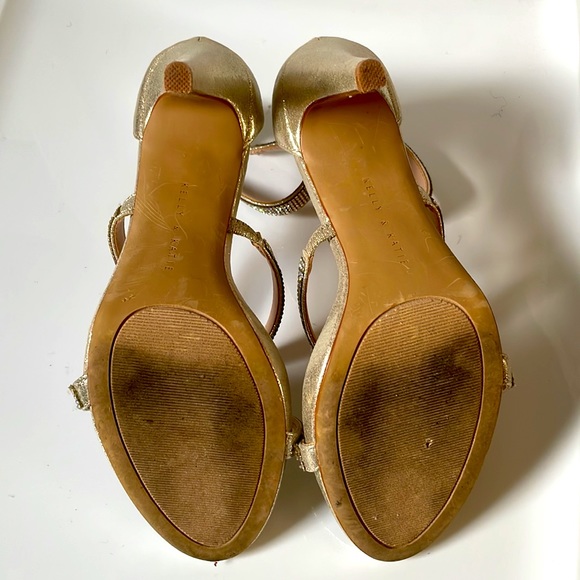 Kelly & Katie Gold/Rhinestones Open Toed Heels - Picture 4 of 5